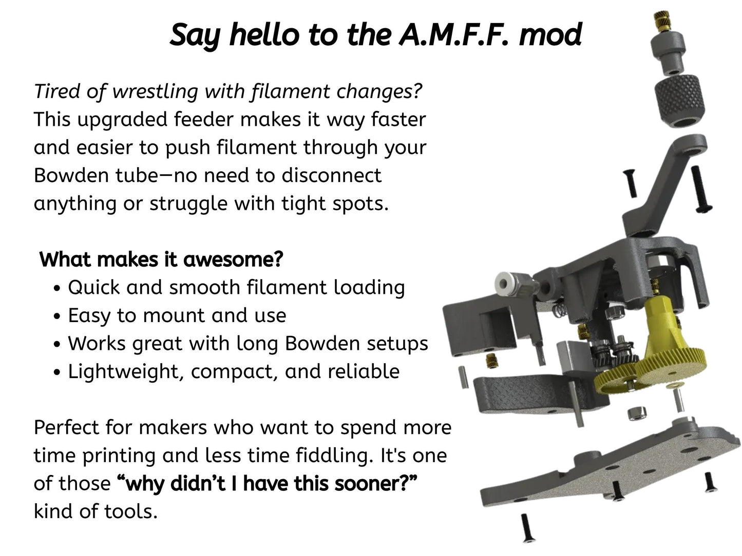 Accelerated Manual Filament Feeder – Fast, Easy, Reliable