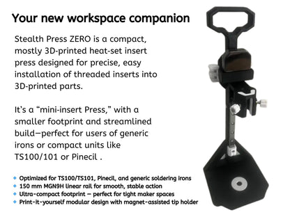 Stealth Press Zero – The Compact Heat Set Insert Press