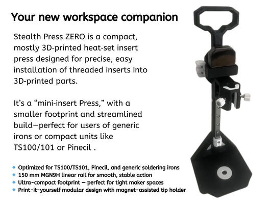 Stealth Press Zero – The Compact Heat Set Insert Press